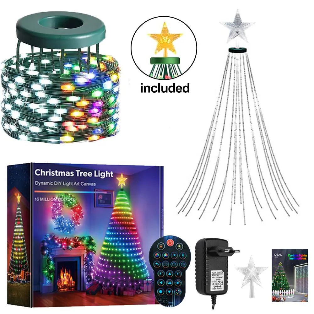 USB 2.1M 400LEDs Christmas Lights Holiday String Lights with Star Shape, Smart LED Xmas Tree for Indoor Outdoor Decor