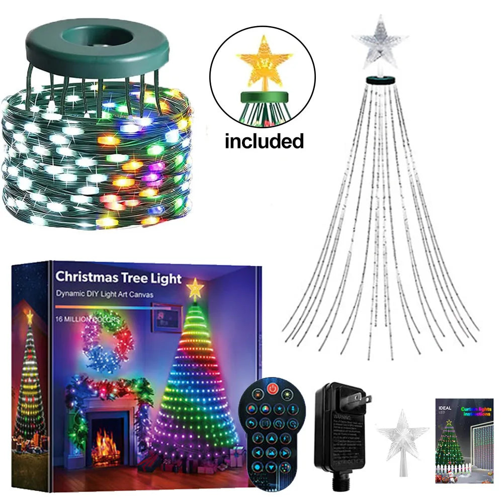 USB 2.1M 400LEDs Christmas Lights Holiday String Lights with Star Shape, Smart LED Xmas Tree for Indoor Outdoor Decor