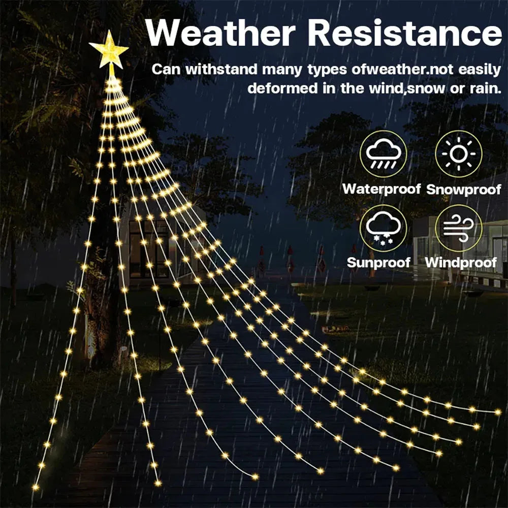 USB 2.1M 400LEDs Christmas Lights Holiday String Lights with Star Shape, Smart LED Xmas Tree for Indoor Outdoor Decor