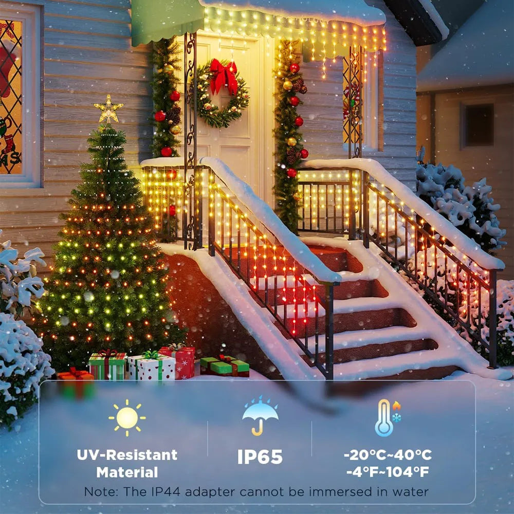 USB 2.1M 400LEDs Christmas Lights Holiday String Lights with Star Shape, Smart LED Xmas Tree for Indoor Outdoor Decor